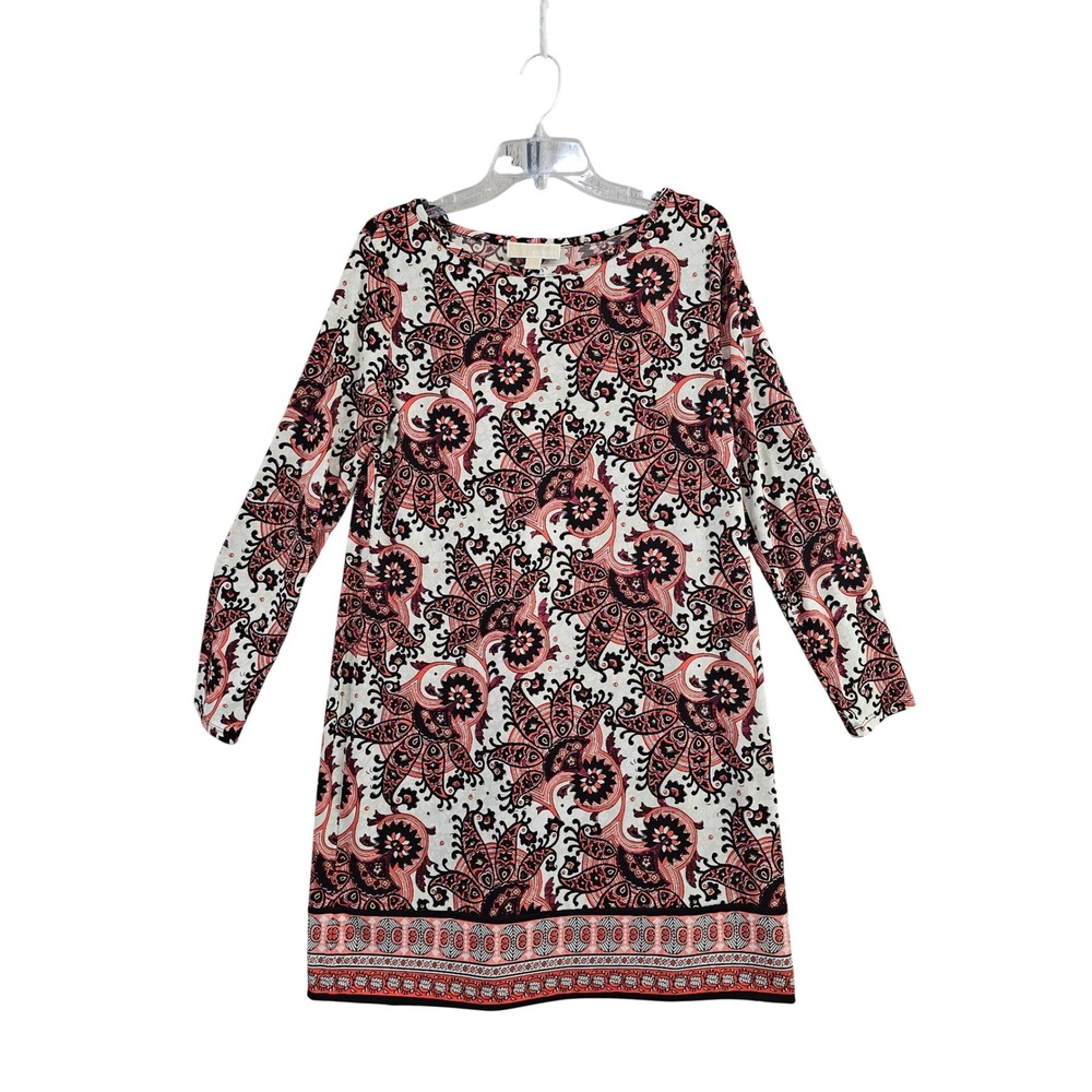 Michael Kors Dress Womens XL Grenadine New Paisley Long Sleeve Shift MS58VM61KF